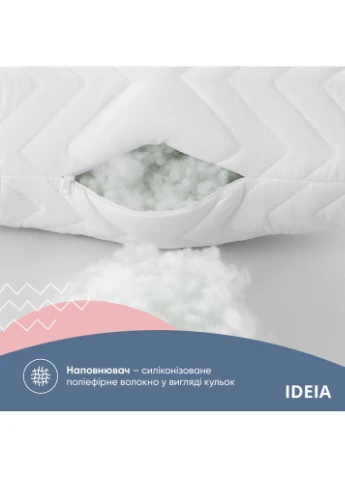 Подушка для сну NORDIC COMFORT+ 70×70 см антиалергенна на блискавці біла (8-34695*001) IDEIA (391256111)