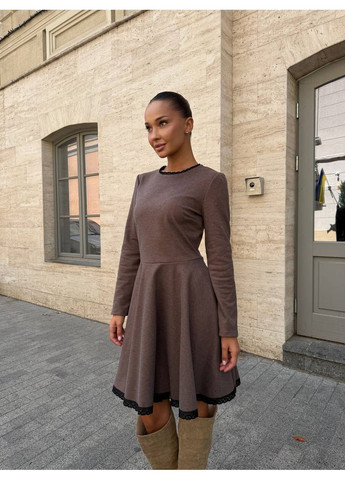 Коричневое праздничный, повседневный женское платье клеш Avanti однотонное