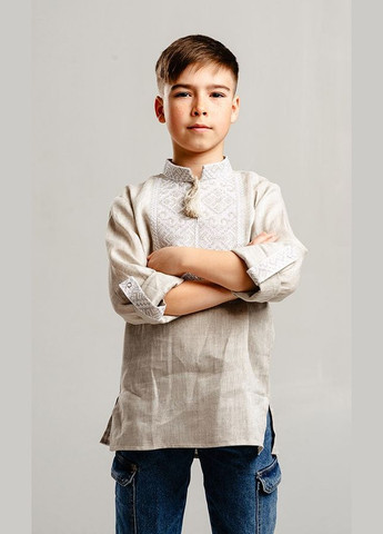 Бежева вишиванка для хлопчика vishivano4ka 741-6+ візерунок геометричний бавовна, льон (307061191)