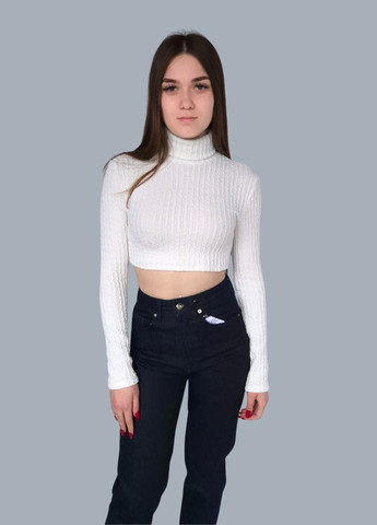 Молочний демісезонний светр жіночий укорочений однотонний Bershka