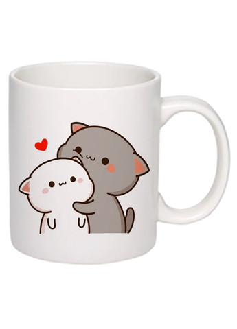 Чашка з друком "Закохані котики" №2 330 мл (колір білий) (26132) No Brand (332793341)