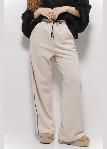 Жіночі спортивні штани світло-бежеві з двома кантами з боків Arjen (304251374)