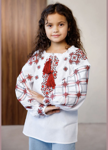 Вишиванка для дівчинки Ангеліна біла з червоним Galychanka 7235 (338800360)