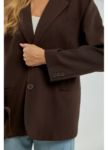 Коричневый женский классический женский пиджак No Brand однотонный - всесезон