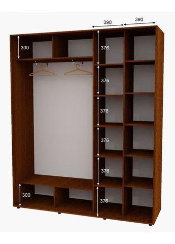 Шкаф-купе двухдверный 210*45*230 см Орех лесной 2 двери Зеркало Алекса (360473080)