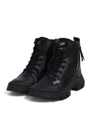 Зимние ботинки женские зимние на меху черные (n036) Loretta прессованная кожа