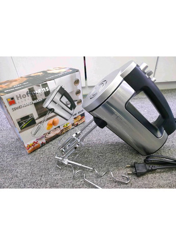 Міксер ручний Hoffmans HM-8839 з насадками 6 швидкостей нержавіюча сталь 800 Вт Сірий No Brand (370606637)