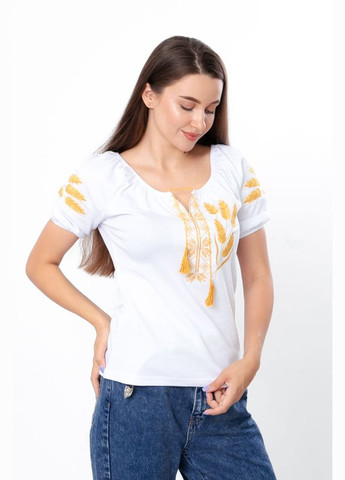 Молочная женская вышиванка с коротким рукавом (p-8508) Носи своє узор украинская символика трикотаж (302447640)