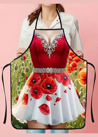 з приколом дівчина в сукні з маками 80 на 60 см різнобарвний Jannet Фартух (328262766)