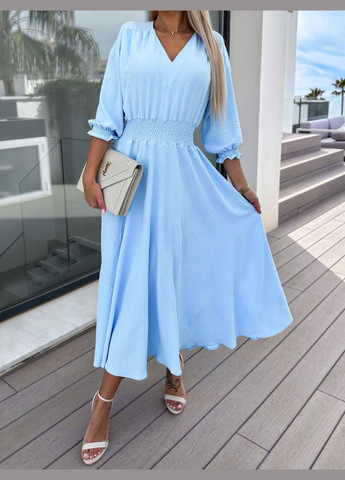 Блакитна святковий, ділова, повсякденний, кежуал, вечірня сукня жіноча No Brand однотонна