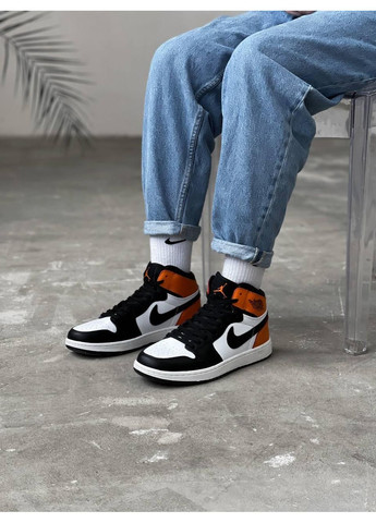 КРОСІВКИ ЖІНОЧІ NIKE AIR JORDAN 1 HIGH ORANGE BLACK НАЙК АІР ДЖОРДАН No Brand чорні демісезони (368858340)