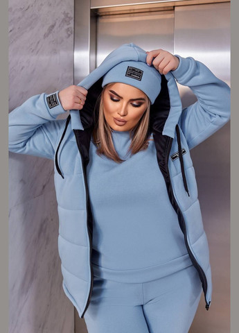 Женский костюм 4в1 - шапка, жилет, брюки и кофта цвет голубой р.48/50 449233 New Trend (282434930)
