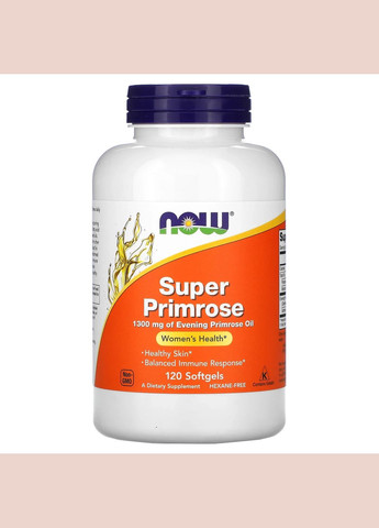Олія вечірньої примули 1300 мг Super Primrose для жіночого здоров'я 120 капсул Now Foods (264648118)