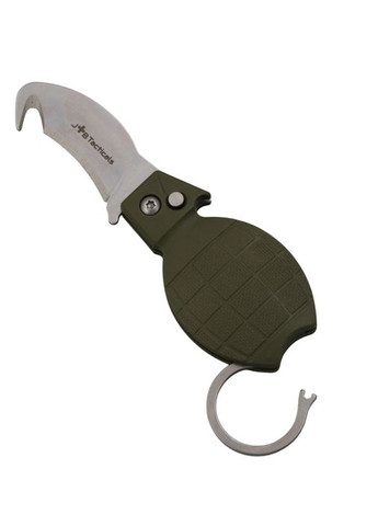 Автоматичний Складаний Ніж з Гачком Свистком Відкривачкою та Застібкою JB-18 GRANAT EDC Олива JB Tacticals (348117155)