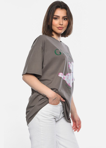 Сіра літня футболка жіноча напівбатальна сірого кольору Let's Shop