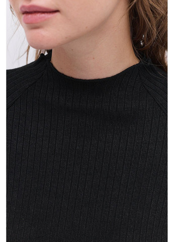 Женский трикотажный лонгслив в черный рубчик с асимметричным низом Arjen (364967537)