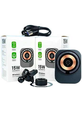 Автомобільний тримач телефону X26 з MagSafe і бездротовою зарядкою 15W для iPhone Grey No Brand (304254155)