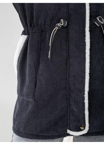 Графитовая зимняя куртка-парка вельвет на меху,талия со шнурком,капюшон Україна