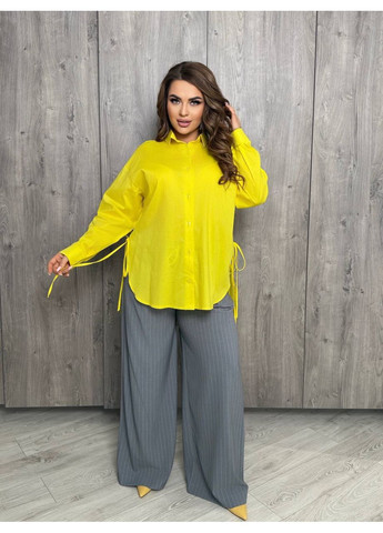 Желтая коктейльный, повседневный, вечерний, классическая, кэжуал рубашка FINO Mode с длинным рукавом