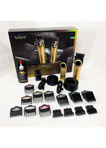Набір 2 в 1 V-001 V-977 GOLD, акумуляторна машинка для стрижки та триммер. Колір: золотий VGR (364666067)