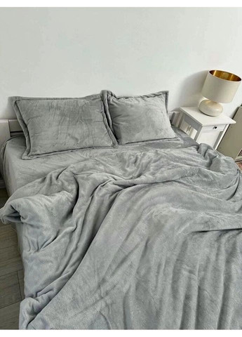 Постельное белье плюшевое евро Home 20757 200х220 см серое DUSHKA (327790621)