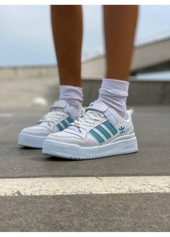 КРОССОВКИ ЖЕНСКИЕ ADIDAS FORUM WHITE BLUE АДИДАС ФОРУМ No Brand белые демисезоны (368869746)
