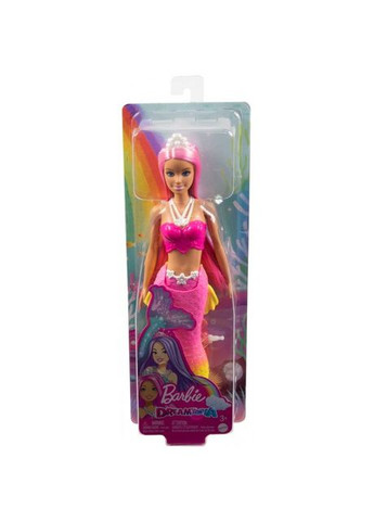 Русалка с разноцветными волосами серии Дримтопия (HGR08), желторозовый хвост Barbie (290841484)