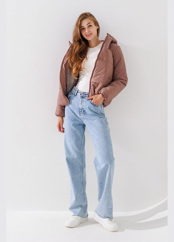 Коричнева демісезонна куртка однотонна жіноча 410 shop (2000990685346) No Brand