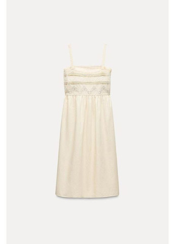 Бежева сукня zw collection з мереживом середньої довжини Zara