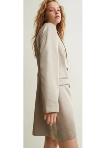 Світло-бежева ділова жіноча атласна сукня-піджак н&м (56662) м світло-бежева H&M