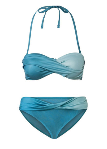 Голубой демисезонный женский купальник раздельный, бандо Esmara
