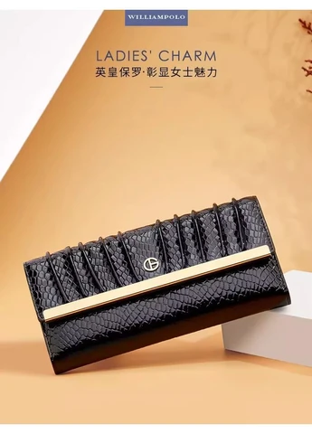 Кошелек Клатч женский кожаный черный модный новый No Brand Polo 228167 (381387294)