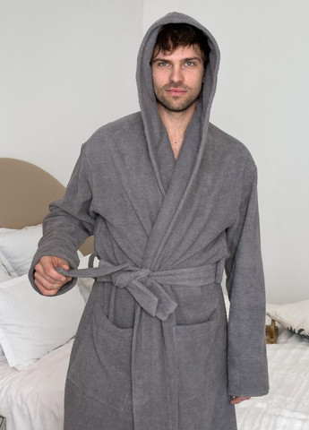 Чоловічий халат з капюшоном махровий, розмір M Vishnya (328389362)