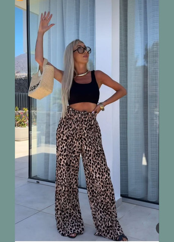 Леопардовые штаны из турецкой ткани на высокой посадке, стильные и элегантные, подходят для различных образов No Brand 405 (322055868)