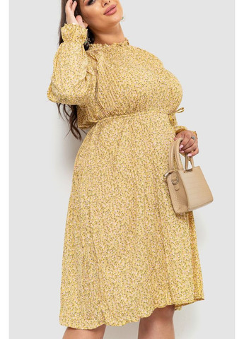 Горчичное платье шифоновое свободного кроя,, 204r701-1 Ager