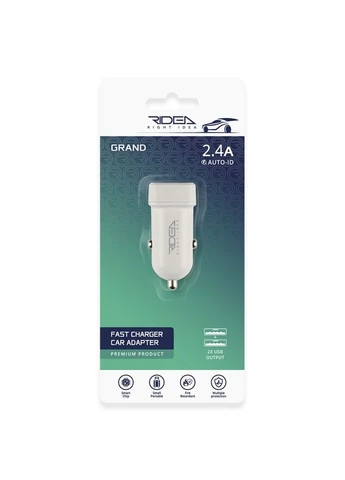 Автомобільний Зарядний Пристрій RCC-21012 Grand 2USB 2.4 A Колір Бiлий Ridea (340935424)