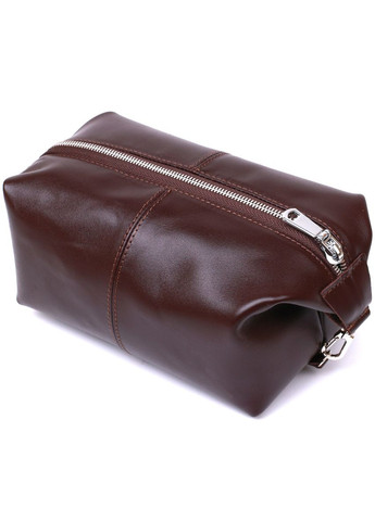 Шкіряна глянсова косметичка 16407 Коричневий Shvigel (298570613)