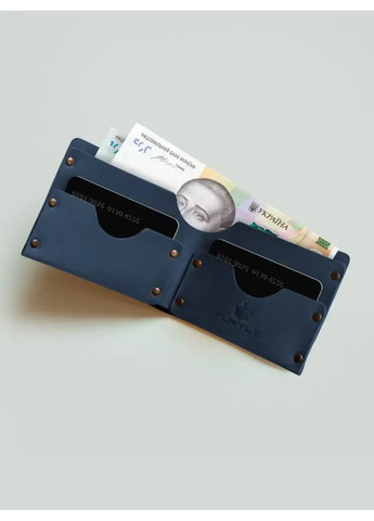 Гаманець на заклепках Шолом жаху натуральна шкіра Crazy horse з відділеннями для карток Синій Turtle (367726198)