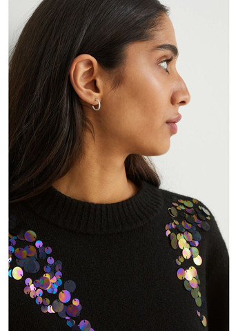 Черный демисезонный свитер в составе с шерстью C&A