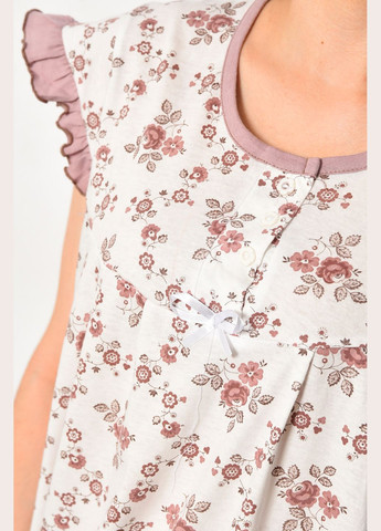 Ночная рубашка женская полубатальная белого цвета с принтом Let's Shop (297437595)