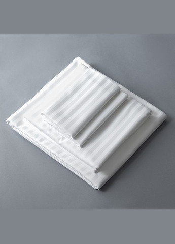 Простирадло полуторне 145х210 см сатин білий в смужку, натуральна тканина бавовна IDEIA (327421816)