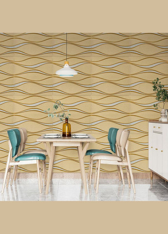 Самоклеюча 3D панельі 700x700x5мм золоті хвилі (194) SW-00000766 Sticker Wall (329892822)