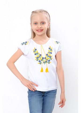 Белая летняя вышиванка для девочки с коротким рукавом Носи своє