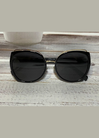 Жіночі окуляри сонцезахисні стильні чорного кольору із золотистими вставками LIGHT (315889430)