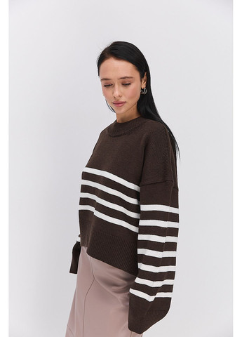 Жіночий вязаний светр оверсайз світло-зелений в молочну смужку Arjen (370602271)