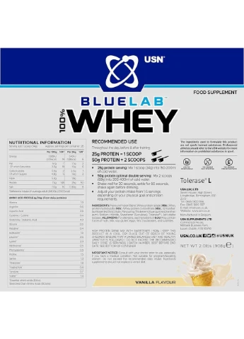 Сироватковий протеїн Blue Lab 100% Whey Premium Protein, ваніль, 2 кг USN (391669494)