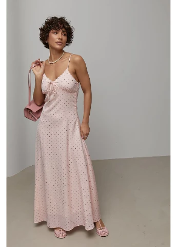 Летний женский женский сарафан в горох с кружевом Lurex