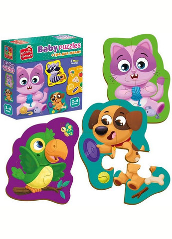 Дитячі пазли "Домашні улюбленці" VT1722-25, 4 пазлові картинки Vladi toys (322171942)