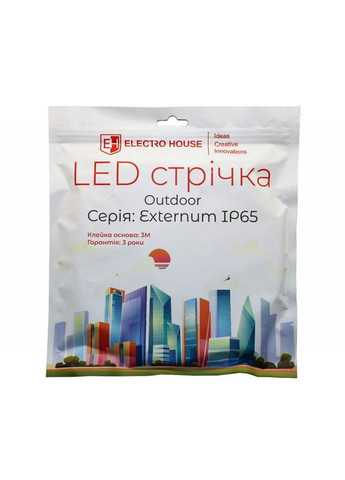 LED лента 12Вт 24В SMD5050 50 диодов, RGB, серия Externum IP65, гарантия 3 года Electro House (346089059)