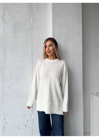 Белый демисезонный женский свитер пуловер No Brand